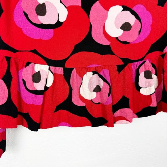 Kate Spade Deco Rose Peplum Top in Orient Red Size 2 Office Preppy Cocktail - Picture 6 of 12